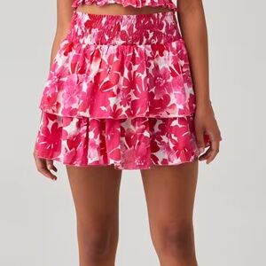 Tiare Hawaii Fiji Flowers Pink OliviaTiered Mini Skirt - XS/S - NWOT